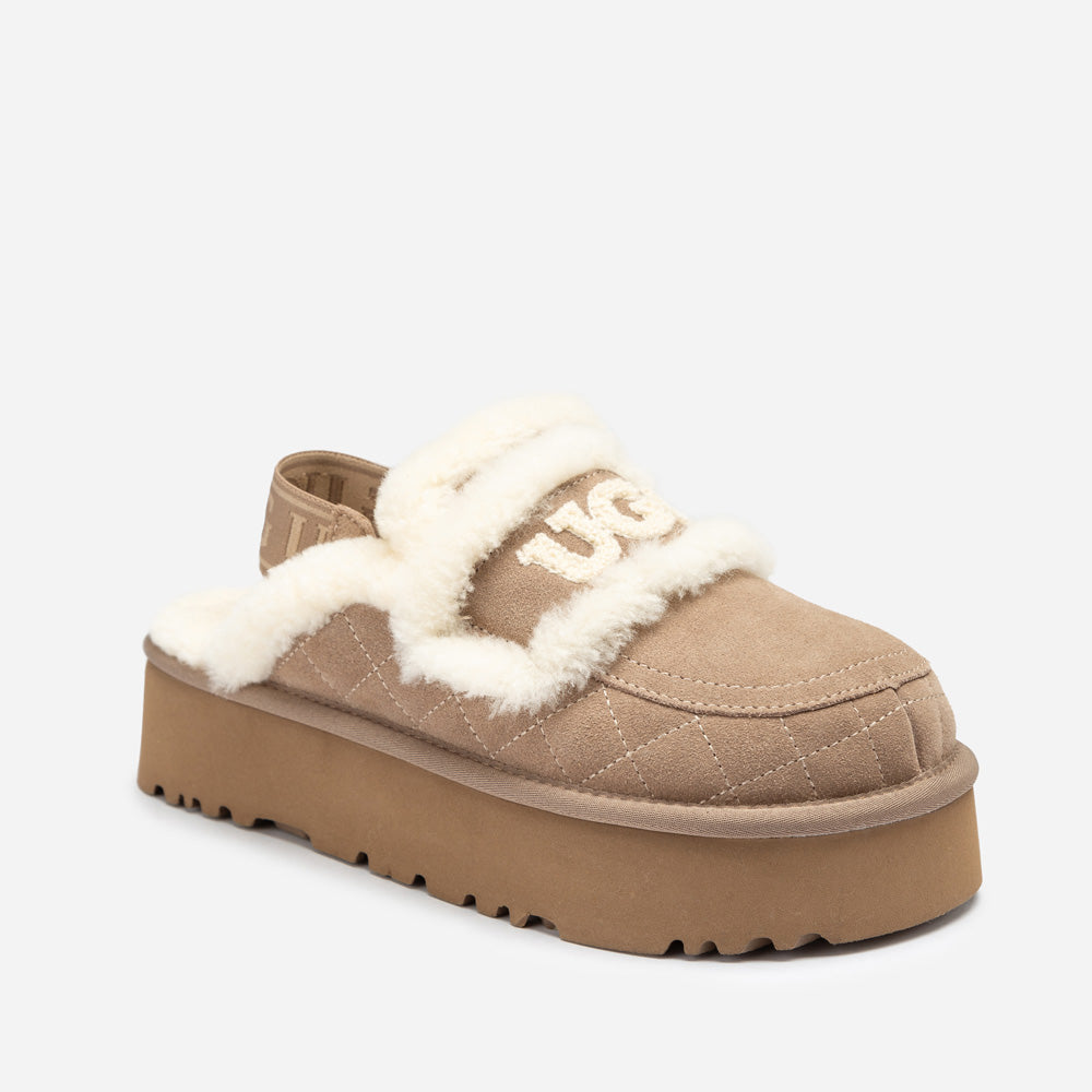 Ugg Violet Matelassé Shearling Platform Slipper (Detachable Feature)-Women Slippers-PEROZ Accessories