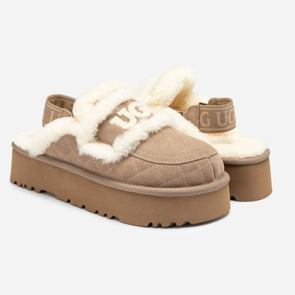 Ugg Violet Matelassé Shearling Platform Slipper (Detachable Feature)-Women Slippers-PEROZ Accessories