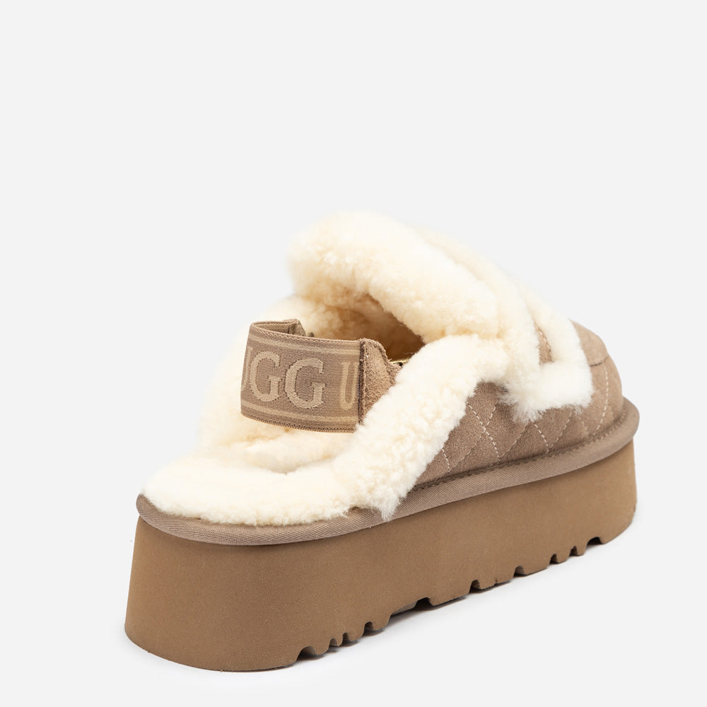 Ugg Violet Matelassé Shearling Platform Slipper (Detachable Feature)-Women Slippers-PEROZ Accessories