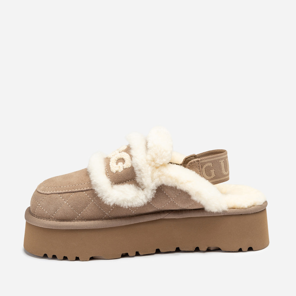 Ugg Violet Matelassé Shearling Platform Slipper (Detachable Feature)-Women Slippers-PEROZ Accessories