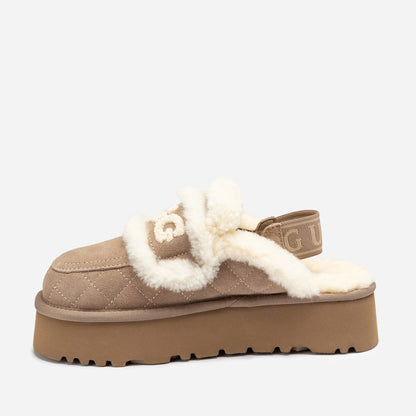 Ugg Violet Matelassé Shearling Platform Slipper (Detachable Feature)-Women Slippers-PEROZ Accessories