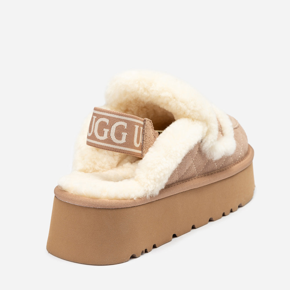 Ugg Violet Matelassé Shearling Platform Slipper (Detachable Feature)-Women Slippers-PEROZ Accessories