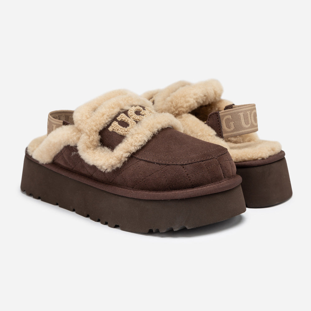 Ugg Violet Matelassé Shearling Platform Slipper (Detachable Feature)-Women Slippers-PEROZ Accessories