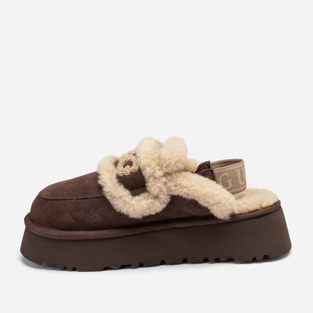 Ugg Violet Matelassé Shearling Platform Slipper (Detachable Feature)-Women Slippers-PEROZ Accessories
