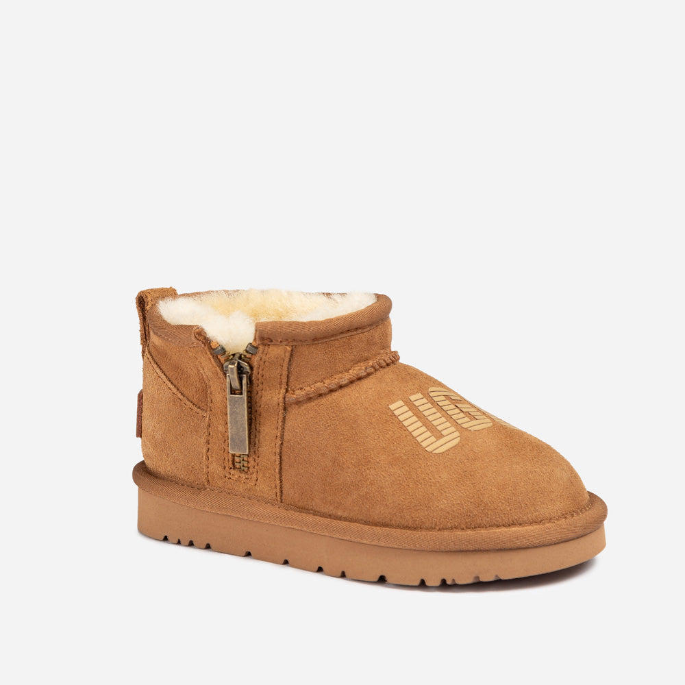 Ugg Kids Zipper Logo Ultra Mini Boots-KIDS UGG-PEROZ Accessories