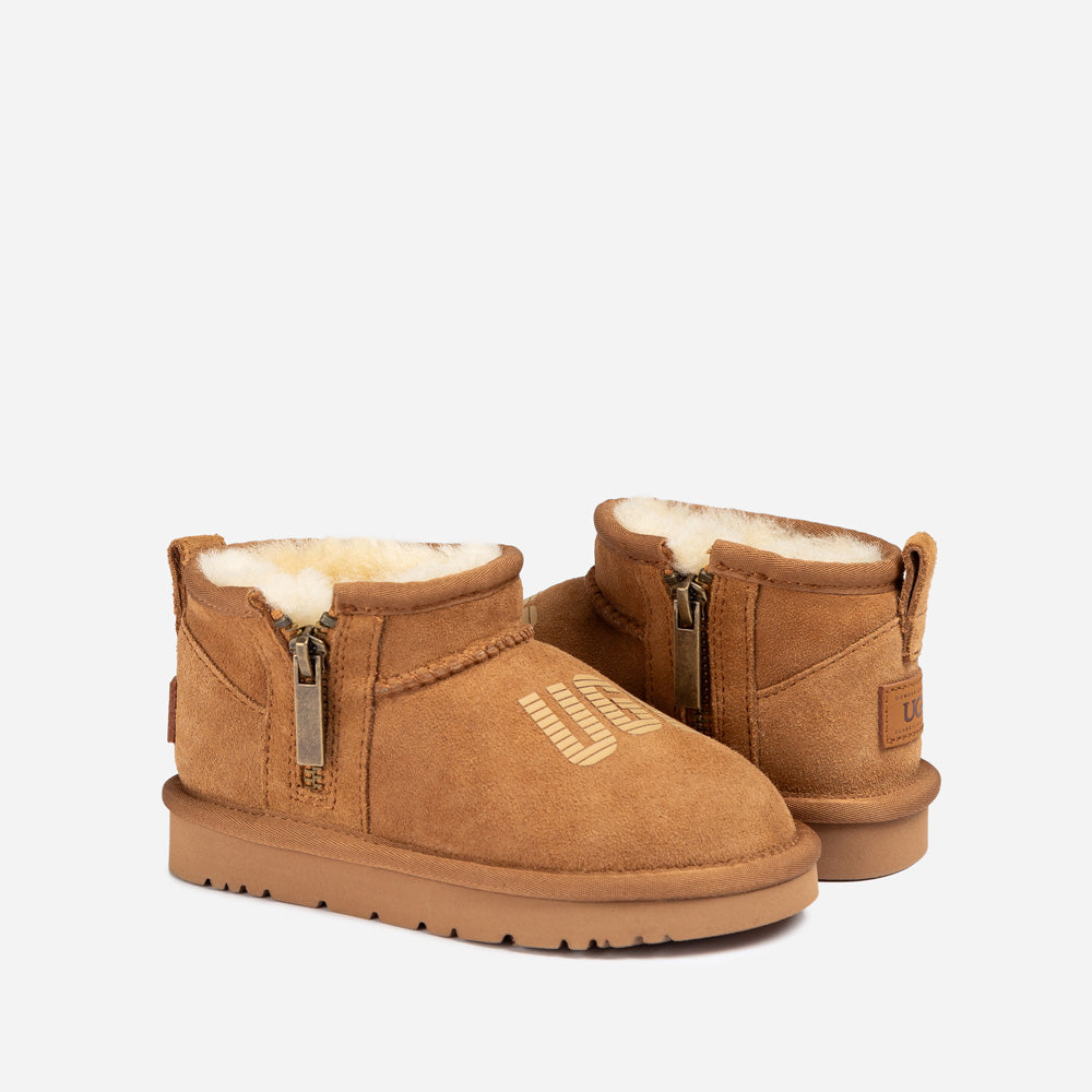 Ugg Kids Zipper Logo Ultra Mini Boots-KIDS UGG-PEROZ Accessories