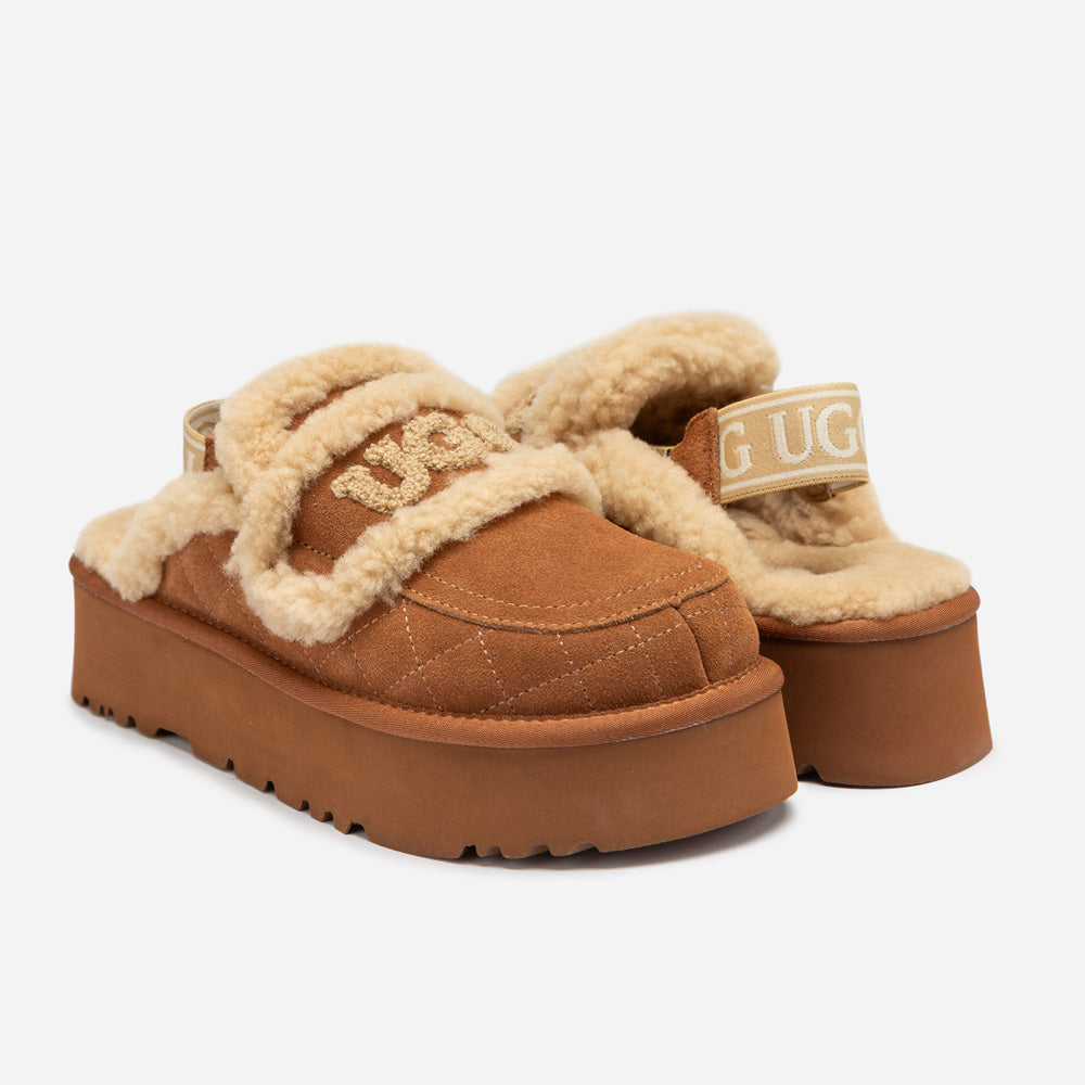 Ugg Violet Matelassé Shearling Platform Slipper (Detachable Feature)-Women Slippers-PEROZ Accessories