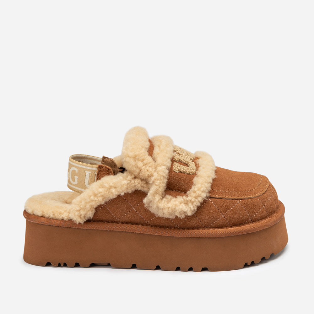 Ugg Violet Matelassé Shearling Platform Slipper (Detachable Feature)-Women Slippers-PEROZ Accessories