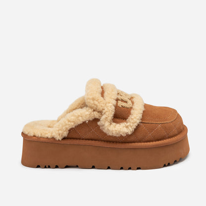 Ugg Violet Matelassé Shearling Platform Slipper (Detachable Feature)-Women Slippers-PEROZ Accessories