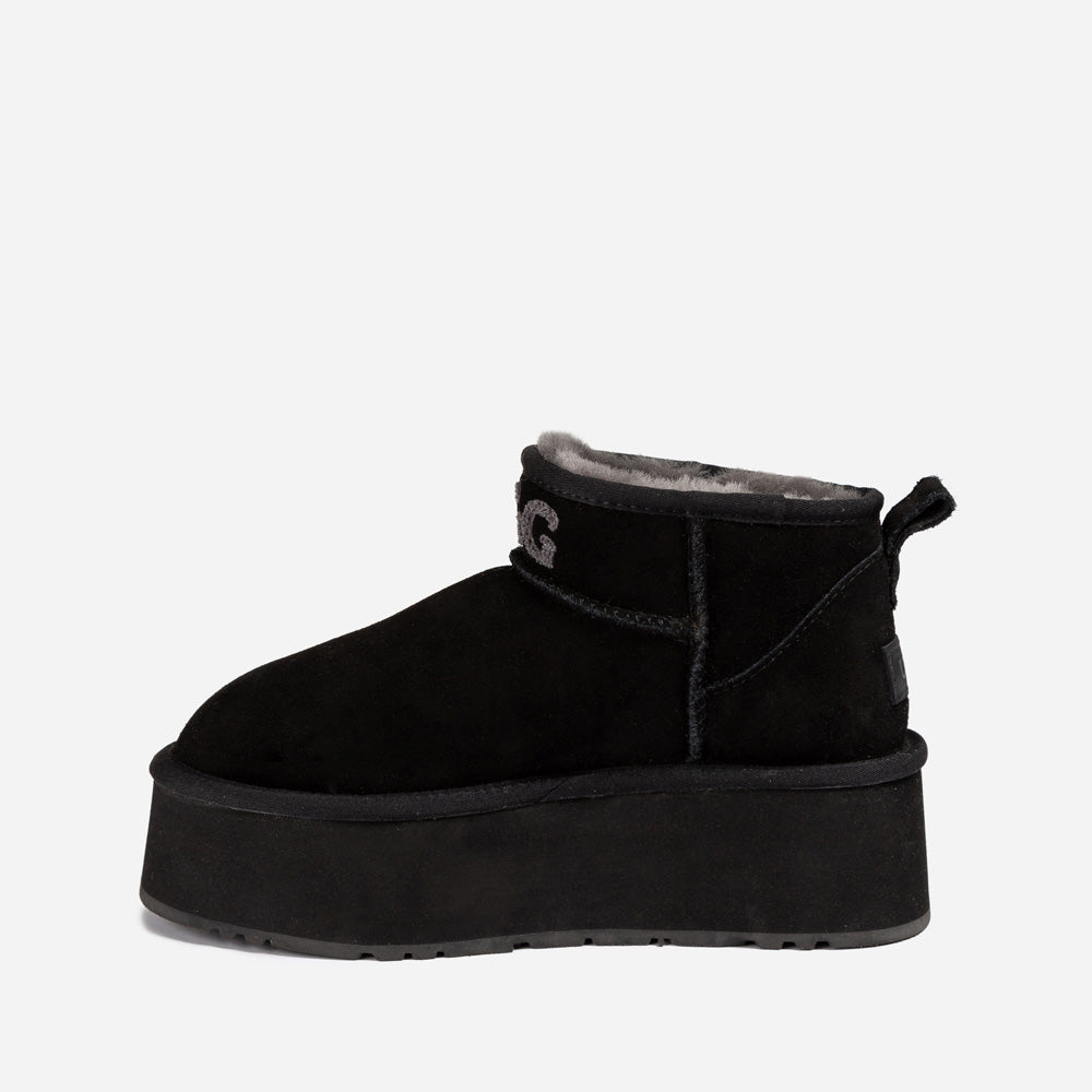 Ugg Classic Platform Knit Logo Ultra Mini Boots (Water Resistant) (5cm)-PEROZ Accessories