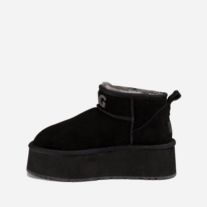 Ugg Classic Platform Knit Logo Ultra Mini Boots (Water Resistant) (5cm)-PEROZ Accessories
