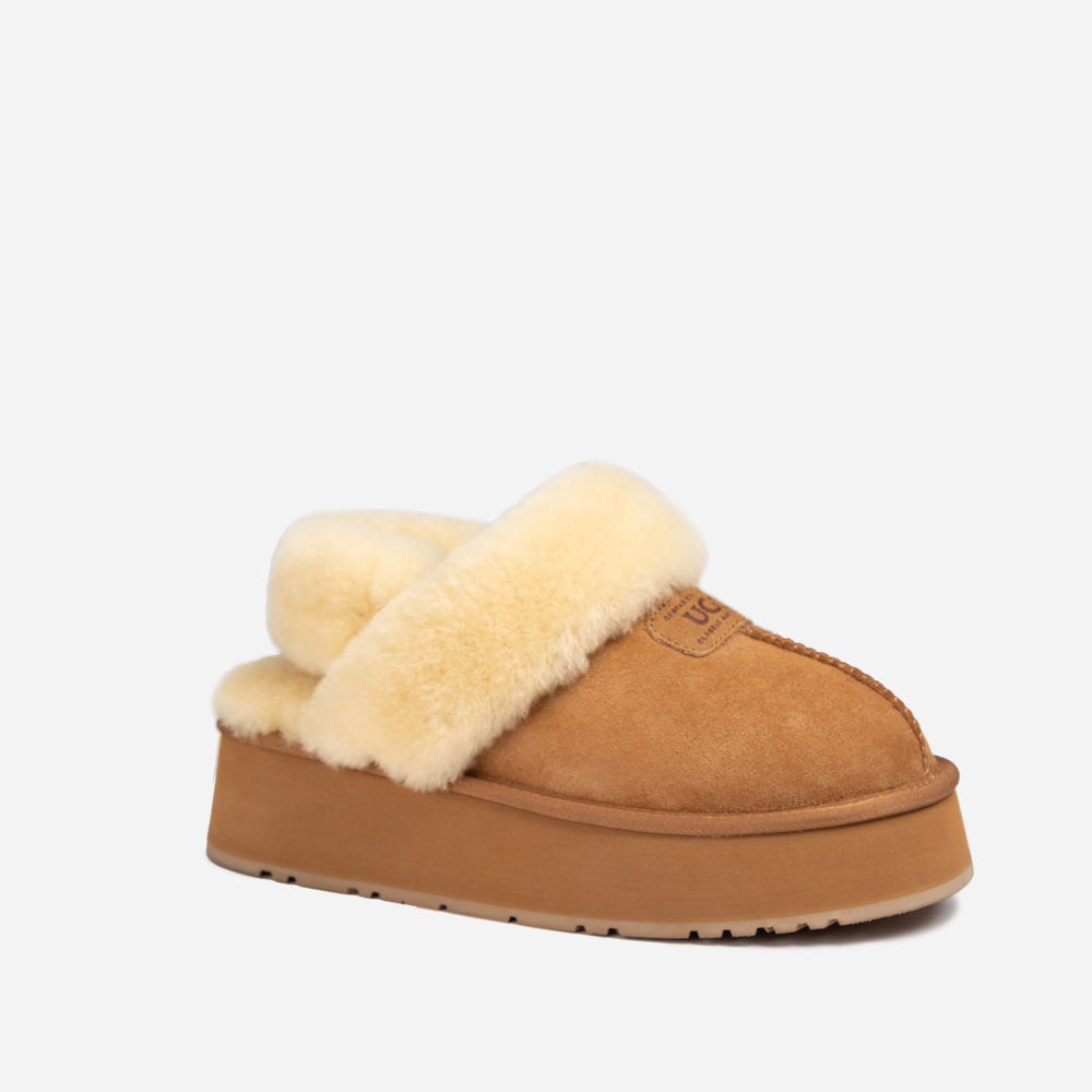 Ugg Coquette Platform Slipper (Elastic Logo &amp; Wool Strap) (Detachable Feature)-LADIES UGG-PEROZ Accessories