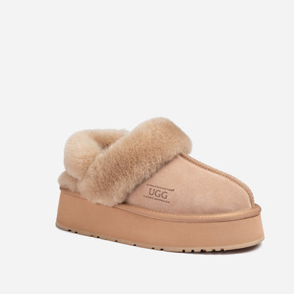Ugg Platform Slipper (Elastic Logo &amp; Wool Strap) 4.5cm (Detachable Feature)(Water Resistant)-LADIES UGG-PEROZ Accessories