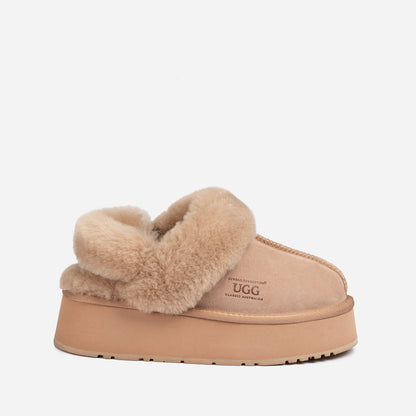 Ugg Platform Slipper (Elastic Logo &amp; Wool Strap) 4.5cm (Detachable Feature)(Water Resistant)-LADIES UGG-PEROZ Accessories