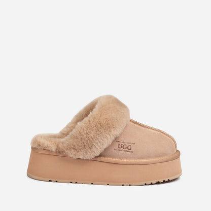 Ugg Platform Slipper (Elastic Logo &amp; Wool Strap) 4.5cm (Detachable Feature)(Water Resistant)-LADIES UGG-PEROZ Accessories