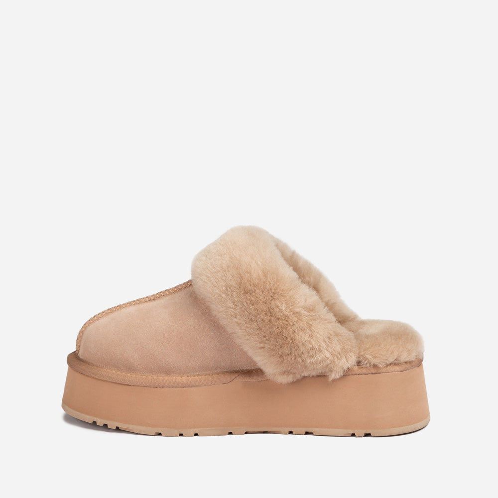 Ugg Platform Slipper (Elastic Logo &amp; Wool Strap) 4.5cm (Detachable Feature)(Water Resistant)-LADIES UGG-PEROZ Accessories