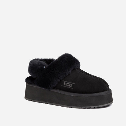 Ugg Platform Slipper (Elastic Logo &amp; Wool Strap) 4.5cm (Detachable Feature)(Water Resistant)-LADIES UGG-PEROZ Accessories
