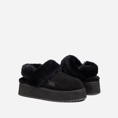 Ugg Platform Slipper (Elastic Logo &amp; Wool Strap) 4.5cm (Detachable Feature)(Water Resistant)-LADIES UGG-PEROZ Accessories