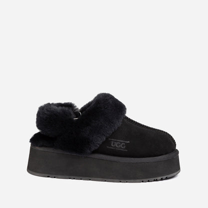 Ugg Platform Slipper (Elastic Logo &amp; Wool Strap) 4.5cm (Detachable Feature)(Water Resistant)-LADIES UGG-PEROZ Accessories