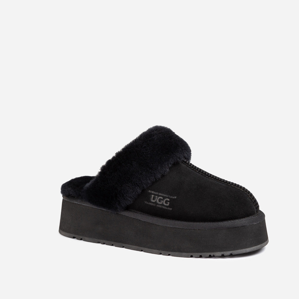 Ugg Platform Slipper (Elastic Logo &amp; Wool Strap) 4.5cm (Detachable Feature)(Water Resistant)-LADIES UGG-PEROZ Accessories