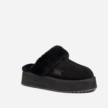 Ugg Platform Slipper (Elastic Logo &amp; Wool Strap) 4.5cm (Detachable Feature)(Water Resistant)-LADIES UGG-PEROZ Accessories