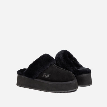Ugg Platform Slipper (Elastic Logo &amp; Wool Strap) 4.5cm (Detachable Feature)(Water Resistant)-LADIES UGG-PEROZ Accessories