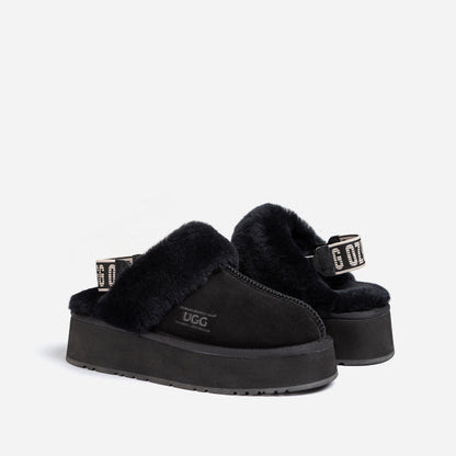 Ugg Platform Slipper (Elastic Logo &amp; Wool Strap) 4.5cm (Detachable Feature)(Water Resistant)-LADIES UGG-PEROZ Accessories