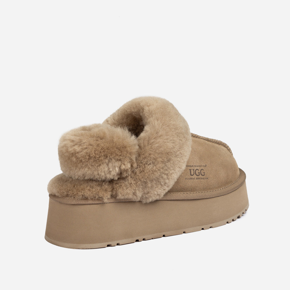 Ugg Platform Slipper (Elastic Logo &amp; Wool Strap) 4.5cm (Detachable Feature)(Water Resistant)-LADIES UGG-PEROZ Accessories