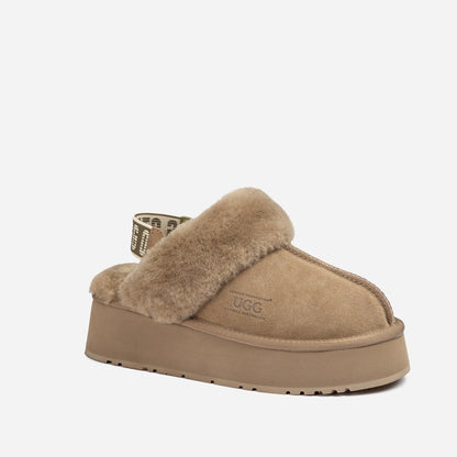 Ugg Platform Slipper (Elastic Logo &amp; Wool Strap) 4.5cm (Detachable Feature)(Water Resistant)-LADIES UGG-PEROZ Accessories