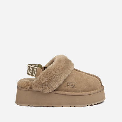 Ugg Platform Slipper (Elastic Logo &amp; Wool Strap) 4.5cm (Detachable Feature)(Water Resistant)-LADIES UGG-PEROZ Accessories