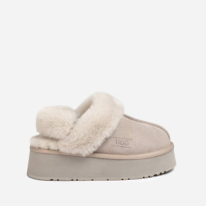Ugg Platform Slipper (Elastic Logo &amp; Wool Strap) 4.5cm (Detachable Feature)(Water Resistant)-LADIES UGG-PEROZ Accessories