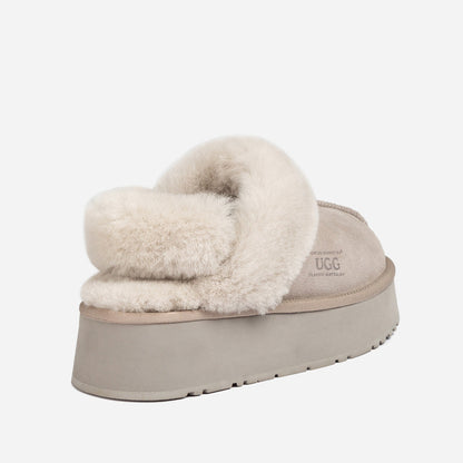Ugg Platform Slipper (Elastic Logo &amp; Wool Strap) 4.5cm (Detachable Feature)(Water Resistant)-LADIES UGG-PEROZ Accessories