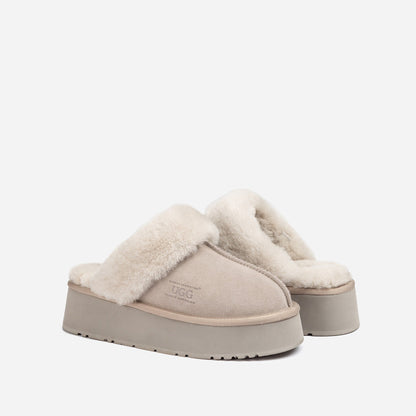 Ugg Platform Slipper (Elastic Logo &amp; Wool Strap) 4.5cm (Detachable Feature)(Water Resistant)-LADIES UGG-PEROZ Accessories