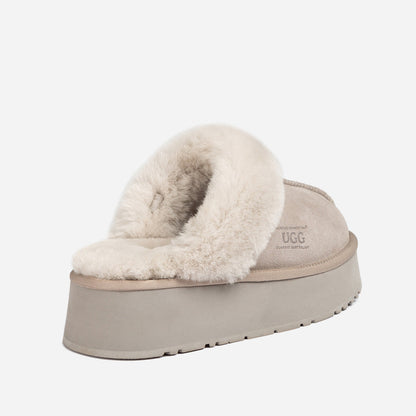 Ugg Platform Slipper (Elastic Logo &amp; Wool Strap) 4.5cm (Detachable Feature)(Water Resistant)-LADIES UGG-PEROZ Accessories
