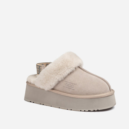 Ugg Platform Slipper (Elastic Logo &amp; Wool Strap) 4.5cm (Detachable Feature)(Water Resistant)-LADIES UGG-PEROZ Accessories