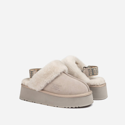 Ugg Platform Slipper (Elastic Logo &amp; Wool Strap) 4.5cm (Detachable Feature)(Water Resistant)-LADIES UGG-PEROZ Accessories