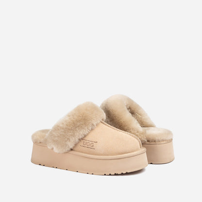 Ugg Platform Slipper (Elastic Logo &amp; Wool Strap) 4.5cm (Detachable Feature)(Water Resistant)-LADIES UGG-PEROZ Accessories