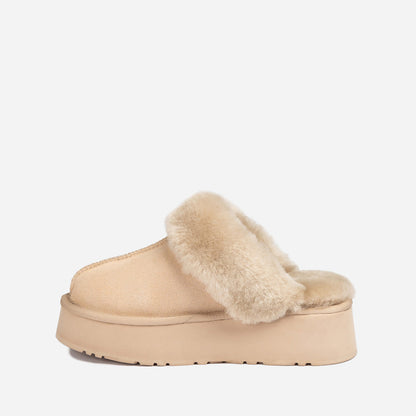 Ugg Platform Slipper (Elastic Logo &amp; Wool Strap) 4.5cm (Detachable Feature)(Water Resistant)-LADIES UGG-PEROZ Accessories