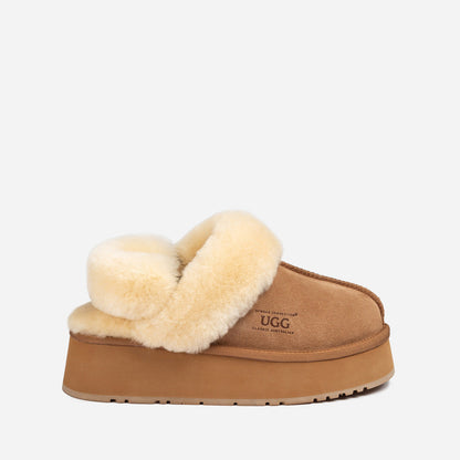 Ugg Platform Slipper (Elastic Logo &amp; Wool Strap) 4.5cm (Detachable Feature)(Water Resistant)-LADIES UGG-PEROZ Accessories