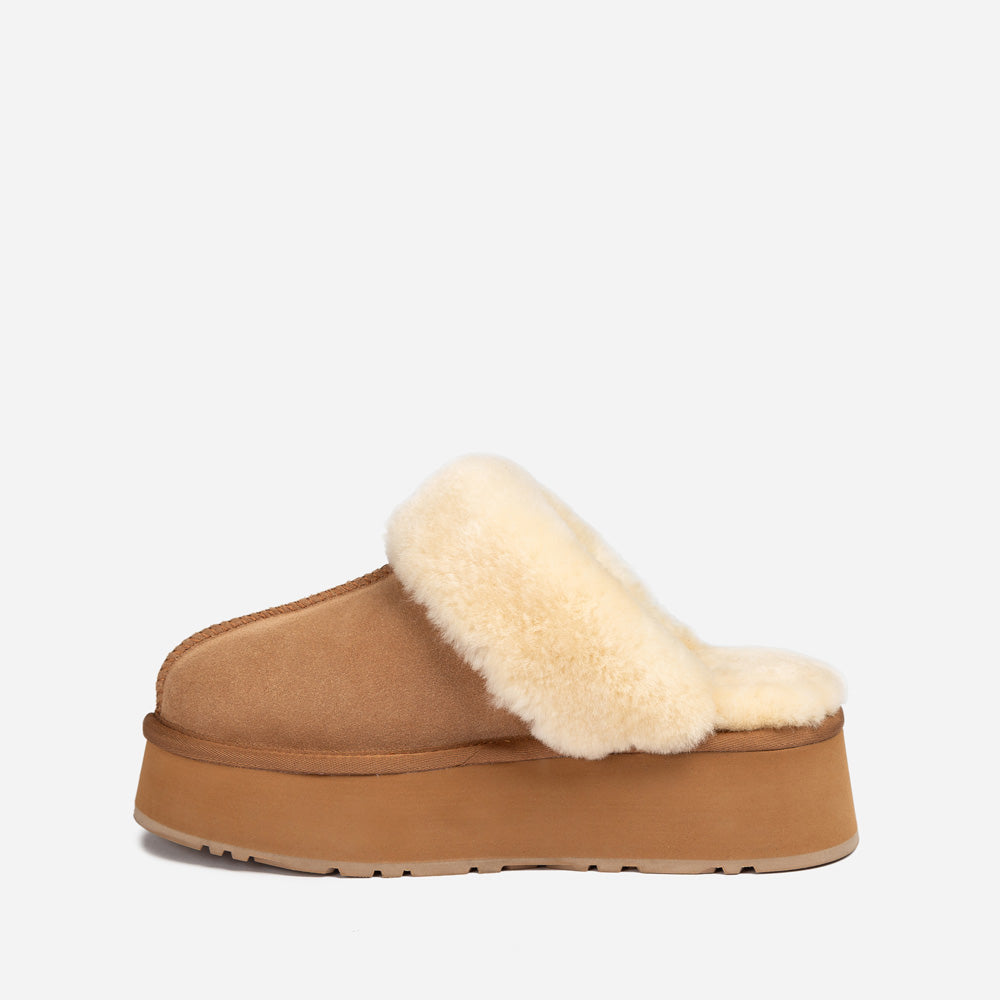 Ugg Platform Slipper (Elastic Logo &amp; Wool Strap) 4.5cm (Detachable Feature)(Water Resistant)-LADIES UGG-PEROZ Accessories