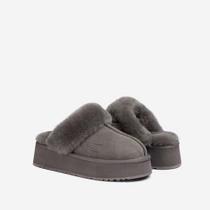 Ugg Platform Slipper (Elastic Logo &amp; Wool Strap) 4.5cm (Detachable Feature)(Water Resistant)-LADIES UGG-PEROZ Accessories