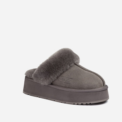 Ugg Platform Slipper (Elastic Logo &amp; Wool Strap) 4.5cm (Detachable Feature)(Water Resistant)-LADIES UGG-PEROZ Accessories