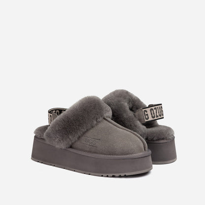 Ugg Platform Slipper (Elastic Logo &amp; Wool Strap) 4.5cm (Detachable Feature)(Water Resistant)-LADIES UGG-PEROZ Accessories