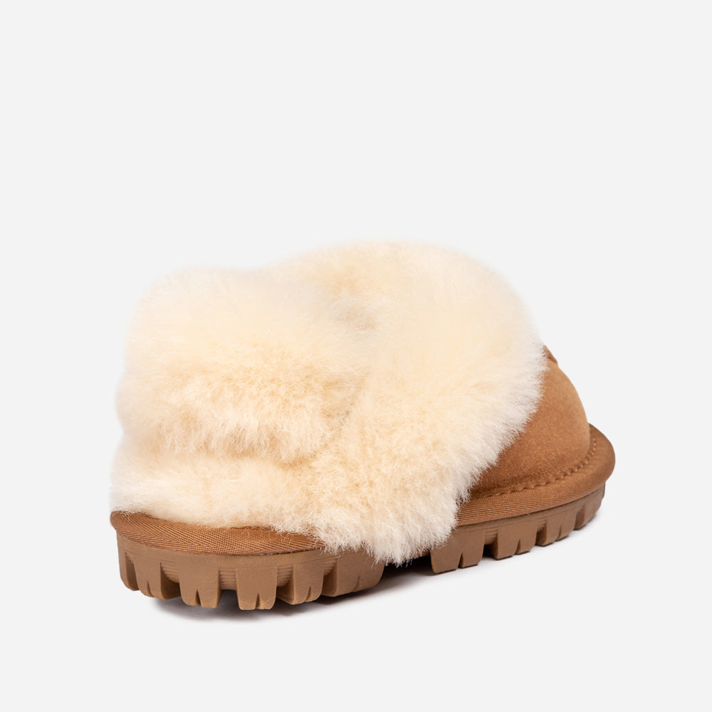 Ugg Kids Coquette Slipper (Cow Suede)(Elastic Logo &amp; Wool Strap)(Detachable Feature)-KIDS UGG-PEROZ Accessories
