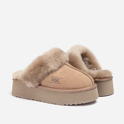 Ugg Platform Slipper (Elastic Logo &amp; Wool Strap) 4.5cm (Detachable Feature)(Water Resistant)-LADIES UGG-PEROZ Accessories