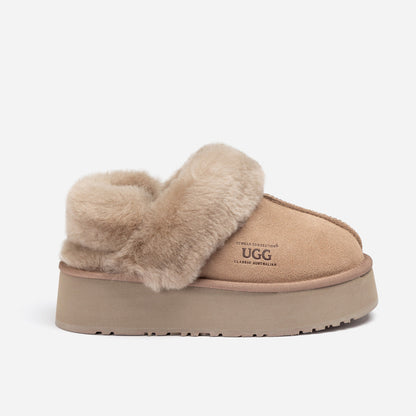 Ugg Platform Slipper (Elastic Logo &amp; Wool Strap) 4.5cm (Detachable Feature)(Water Resistant)-LADIES UGG-PEROZ Accessories
