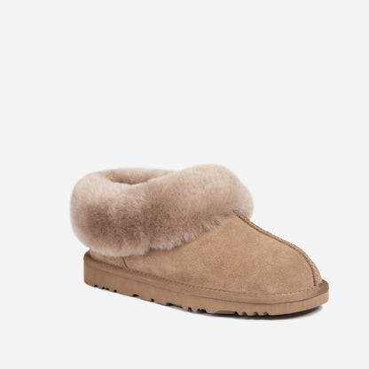 Ugg Slippers Collar Unisex Premium Sheepskin Slippers Suede-Slippers-PEROZ Accessories