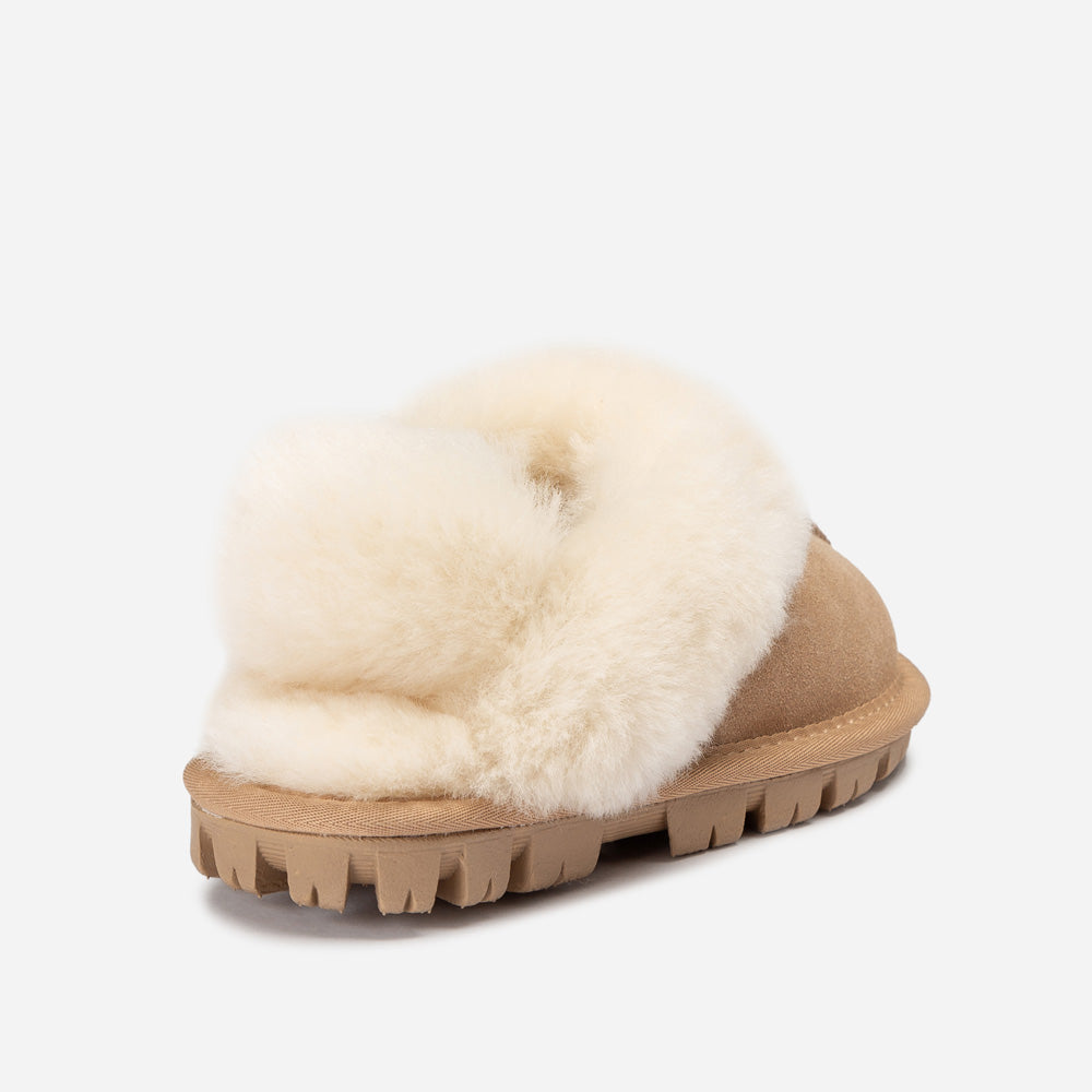 Ugg Kids Coquette Slipper (Cow Suede)(Elastic Logo &amp; Wool Strap)(Detachable Feature)-KIDS UGG-PEROZ Accessories
