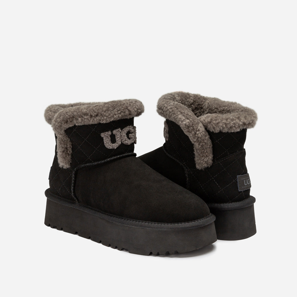 Ugg Bondi Matelasse Platform Shearling Mini Boot-Women UGG-PEROZ Accessories