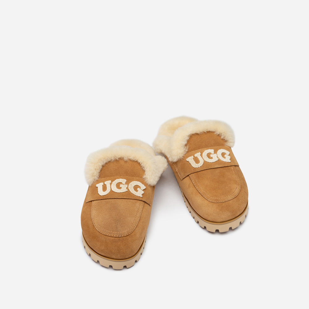 Ugg Priya Knit Logo Shearling Slipper-Women Slippers-PEROZ Accessories